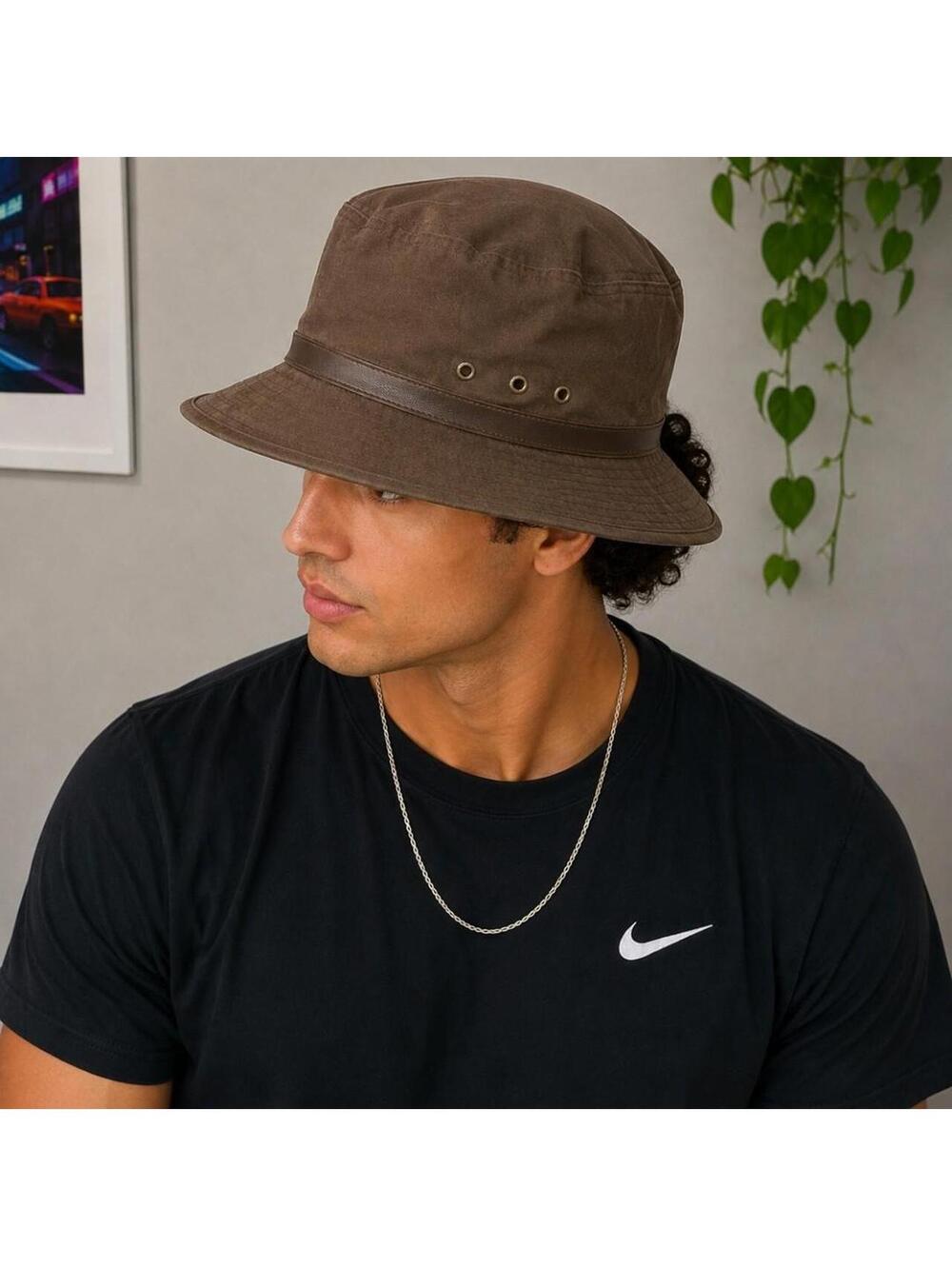 Eddie Bauer Brown 100% Cotton Safari Bucket Hat | Size S/M Outdoor Hiking